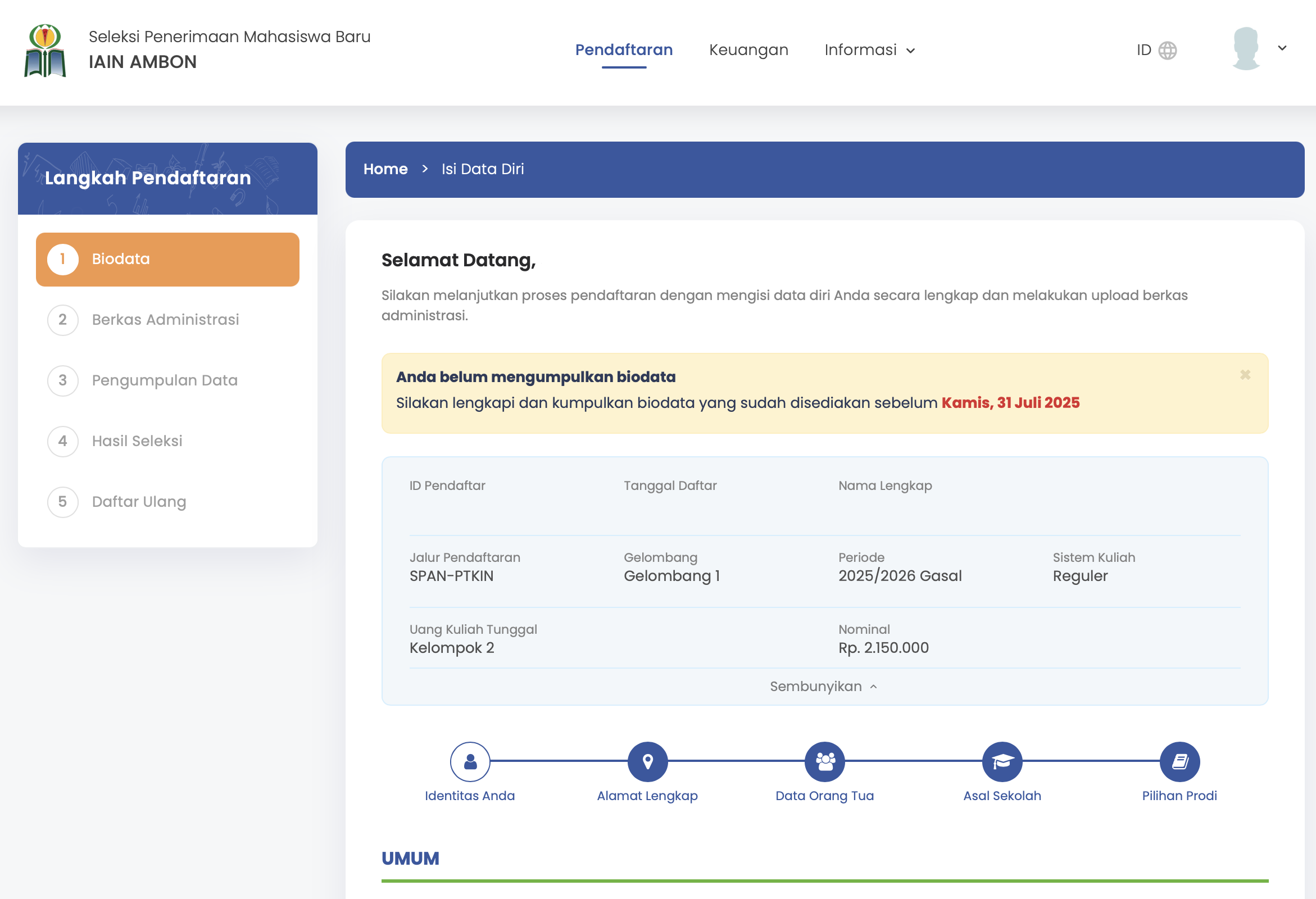 Konfirmasi Data Peserta Calon Mahasiswa Baru Konfirmasi Data Peserta Calon Mahasiswa Baru